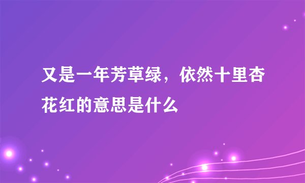 又是一年芳草绿，依然十里杏花红的意思是什么