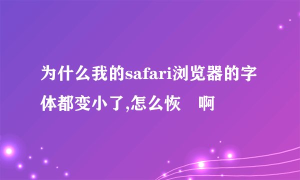 为什么我的safari浏览器的字体都变小了,怎么恢復啊