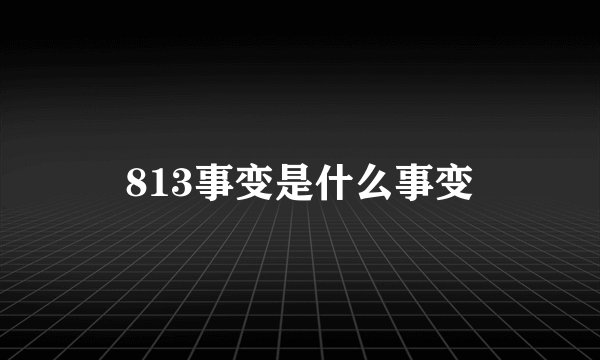 813事变是什么事变