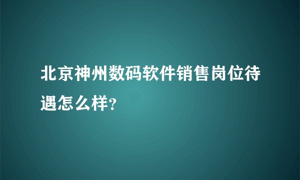 北京神州数码软件销售岗位待遇怎么样？