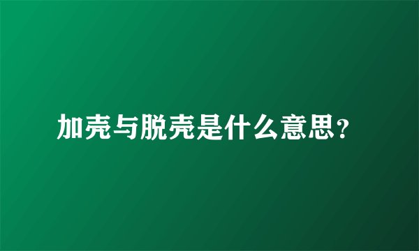 加壳与脱壳是什么意思？