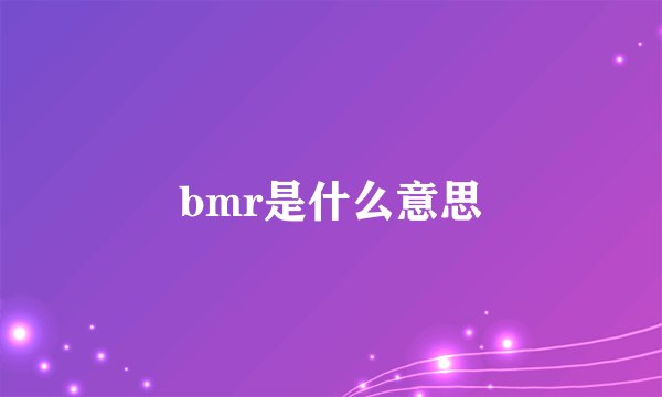 bmr是什么意思