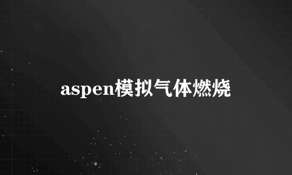 aspen模拟气体燃烧