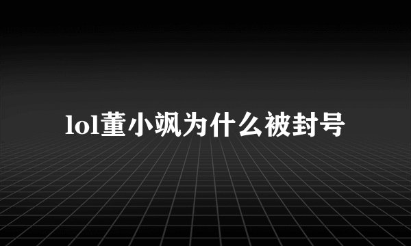lol董小飒为什么被封号