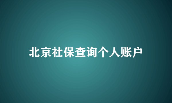 北京社保查询个人账户