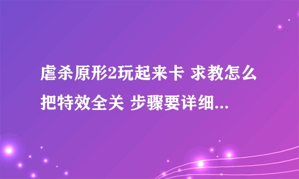 虐杀原形2玩起来卡 求教怎么把特效全关 步骤要详细 详细的给高分