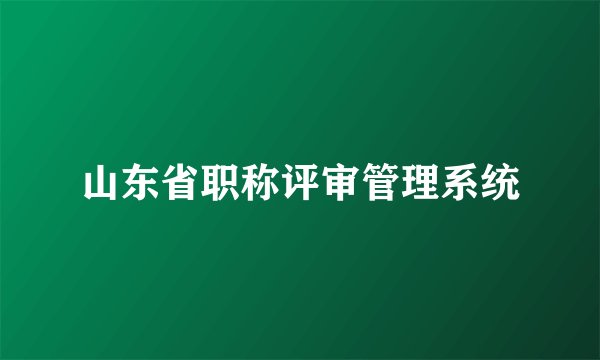 山东省职称评审管理系统