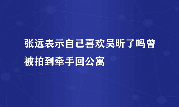 张远表示自己喜欢吴昕了吗曾被拍到牵手回公寓