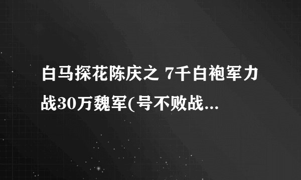 白马探花陈庆之 7千白袍军力战30万魏军(号不败战神)(2)