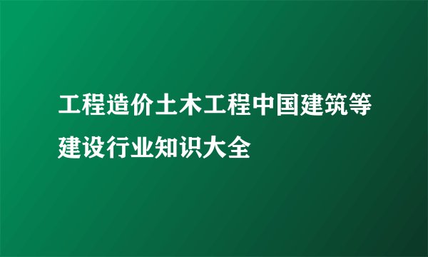 工程造价土木工程中国建筑等建设行业知识大全