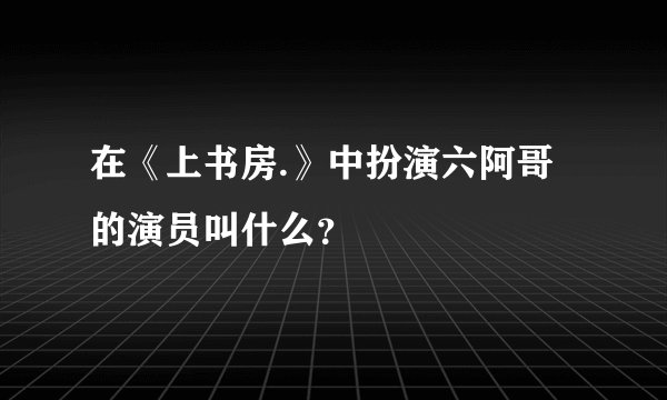 在《上书房.》中扮演六阿哥的演员叫什么？