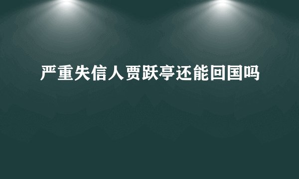 严重失信人贾跃亭还能回国吗