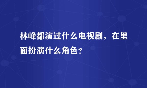 林峰都演过什么电视剧，在里面扮演什么角色？