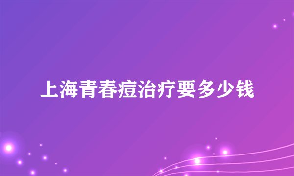 上海青春痘治疗要多少钱