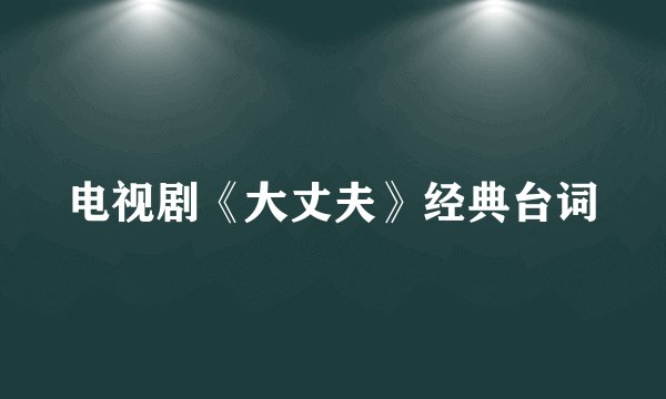 电视剧《大丈夫》经典台词