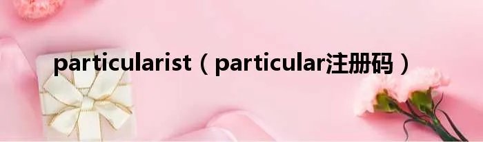 particularist（particular注册码）
