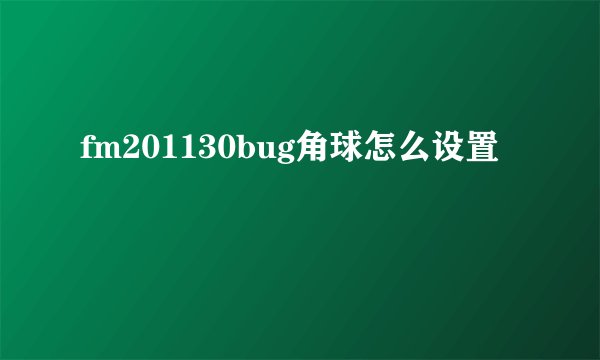 fm201130bug角球怎么设置