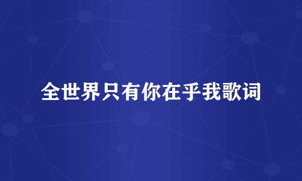 全世界只有你在乎我歌词