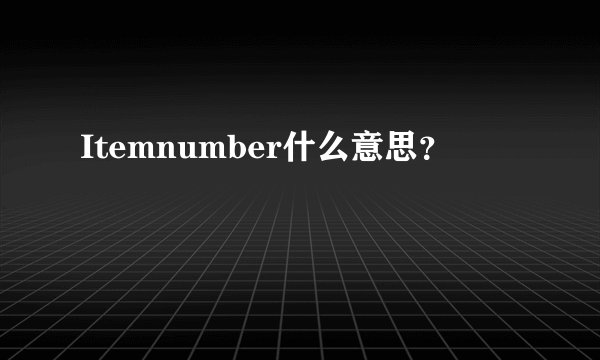Itemnumber什么意思？