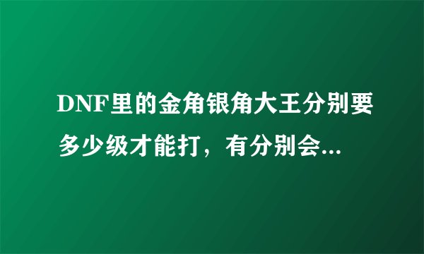 DNF里的金角银角大王分别要多少级才能打，有分别会掉什么呢?是不是像深渊一样很难打。求详细