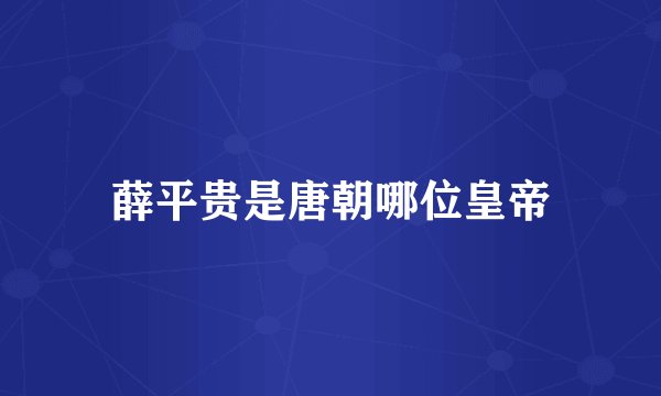 薛平贵是唐朝哪位皇帝