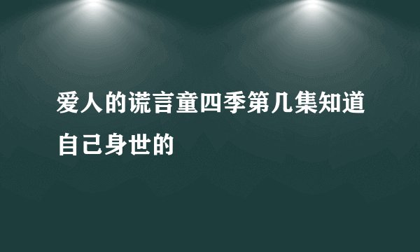 爱人的谎言童四季第几集知道自己身世的