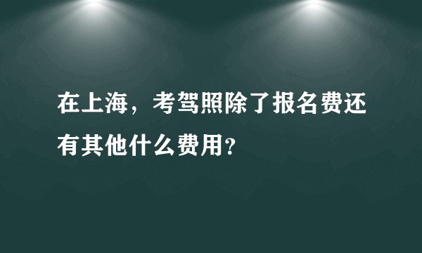 在上海，考驾照除了报名费还有其他什么费用？