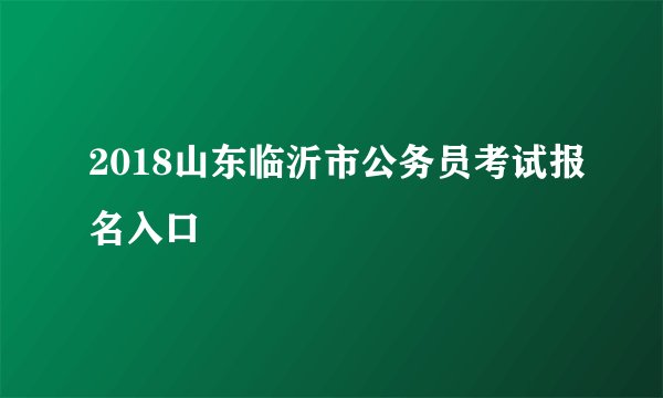 2018山东临沂市公务员考试报名入口