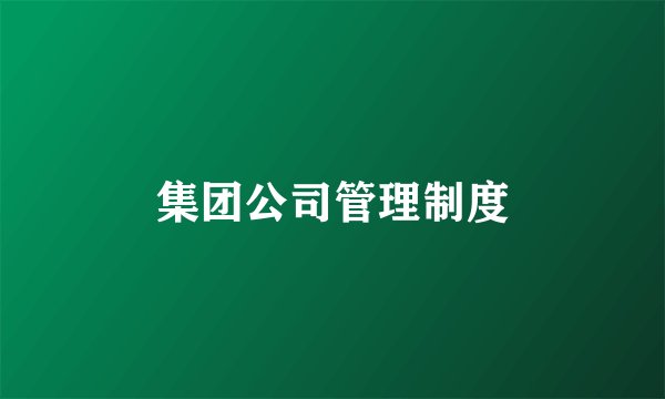 集团公司管理制度