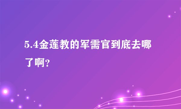 5.4金莲教的军需官到底去哪了啊？