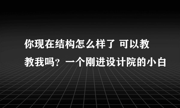 你现在结构怎么样了 可以教教我吗？一个刚进设计院的小白