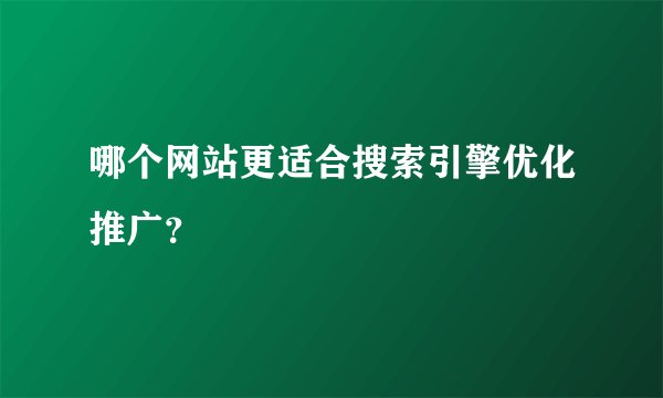 哪个网站更适合搜索引擎优化推广？