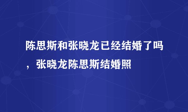 陈思斯和张晓龙已经结婚了吗，张晓龙陈思斯结婚照
