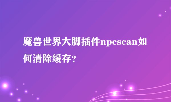 魔兽世界大脚插件npcscan如何清除缓存？