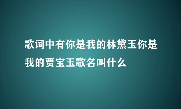 歌词中有你是我的林黛玉你是我的贾宝玉歌名叫什么