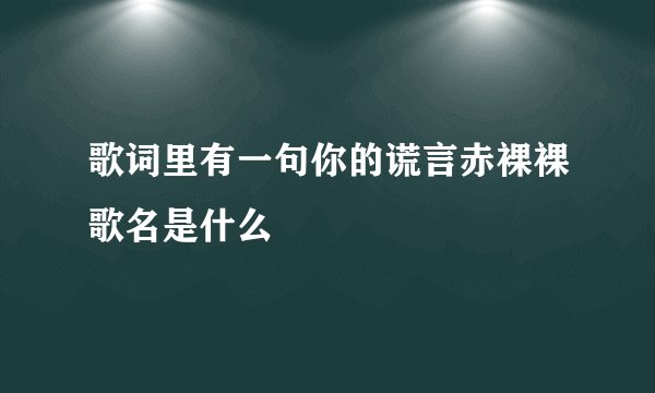 歌词里有一句你的谎言赤裸裸歌名是什么