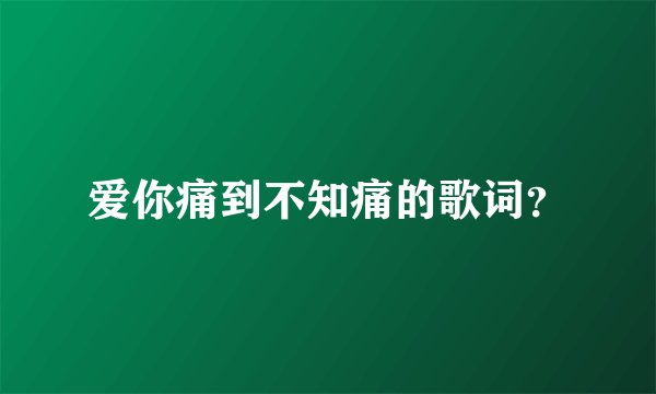 爱你痛到不知痛的歌词？