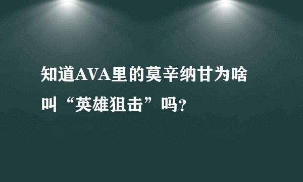知道AVA里的莫辛纳甘为啥叫“英雄狙击”吗？