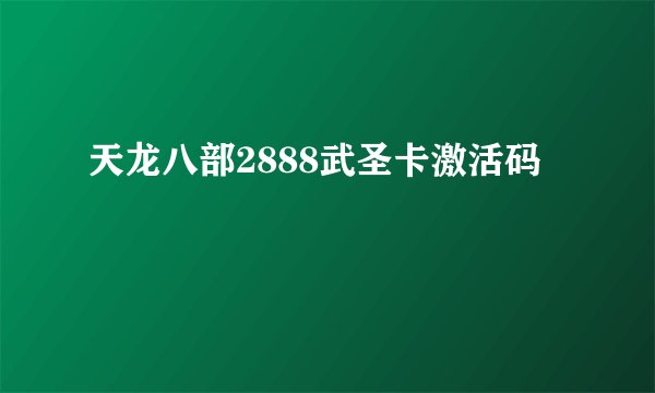 天龙八部2888武圣卡激活码