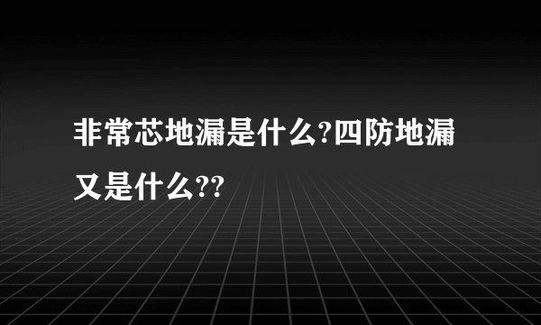 非常芯地漏是什么?四防地漏又是什么??