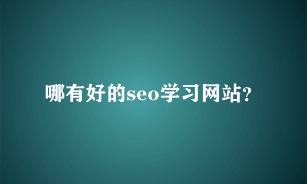 哪有好的seo学习网站？
