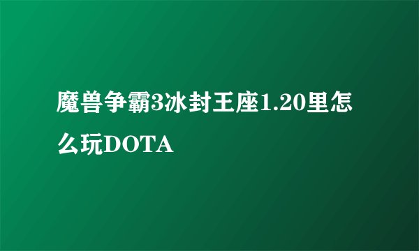 魔兽争霸3冰封王座1.20里怎么玩DOTA