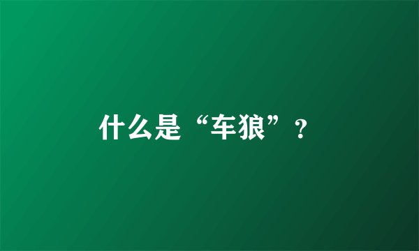 什么是“车狼”？