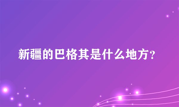 新疆的巴格其是什么地方？