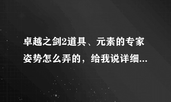 卓越之剑2道具、元素的专家姿势怎么弄的，给我说详细点，还有加点，谢谢啊