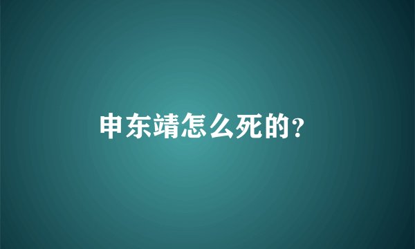 申东靖怎么死的？