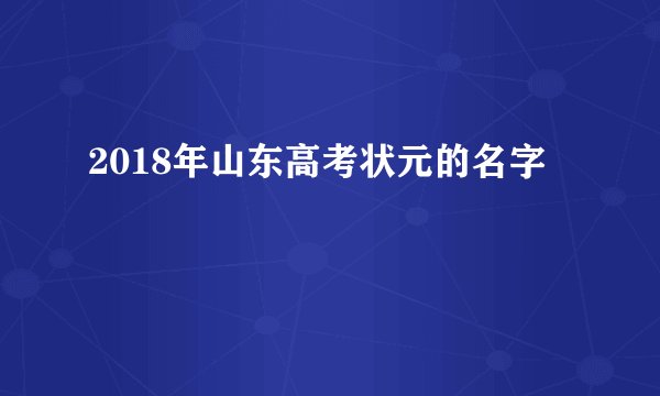 2018年山东高考状元的名字