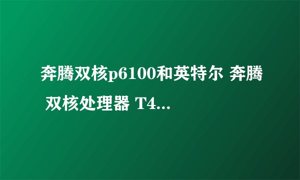 奔腾双核p6100和英特尔 奔腾 双核处理器 T4500哪个更好一点?