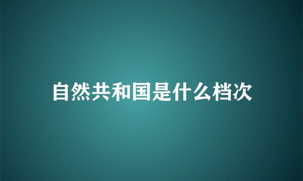 自然共和国是什么档次