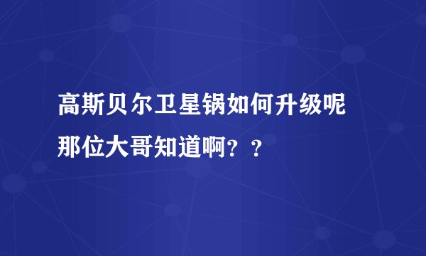 高斯贝尔卫星锅如何升级呢 那位大哥知道啊？？